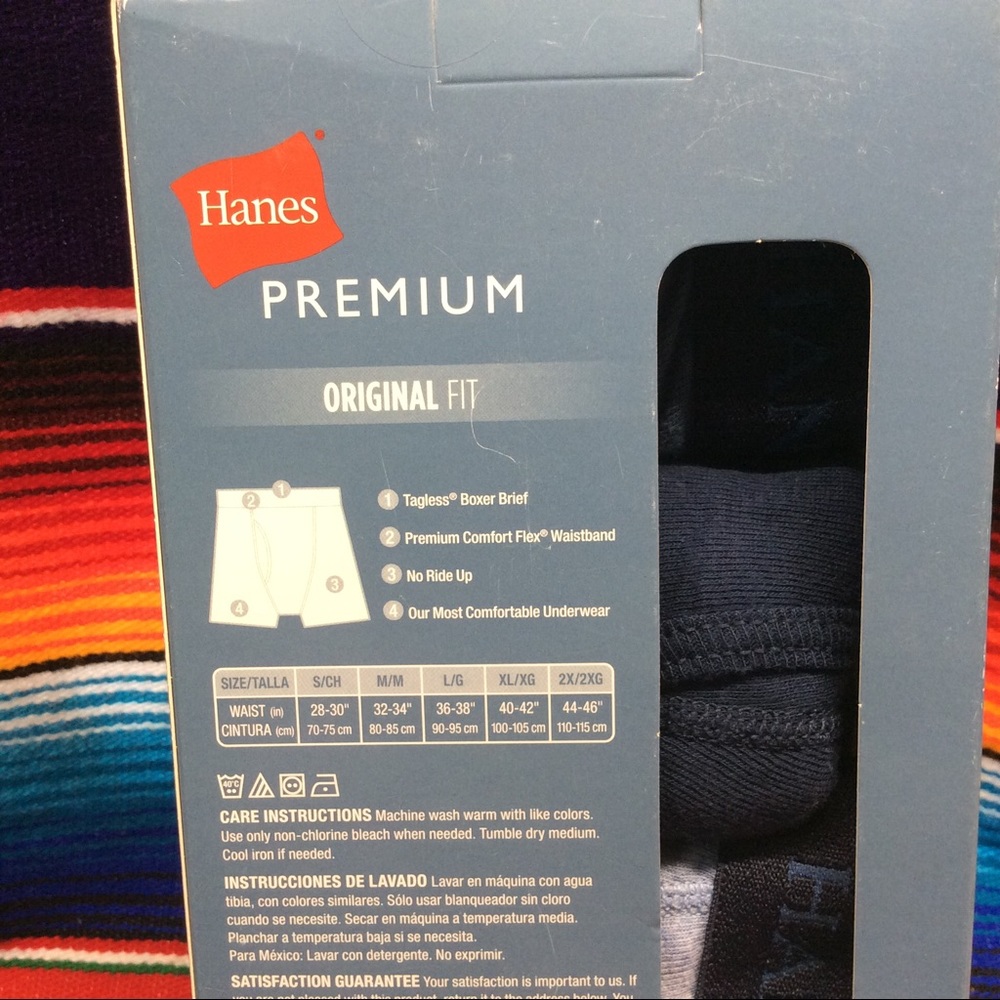 HANES PREMIUM 100% COTTON MEN’S BOXER BRIEFS ORIGINAL FIT 4 PACK SIZE: SMALL - Picture 6 of 11